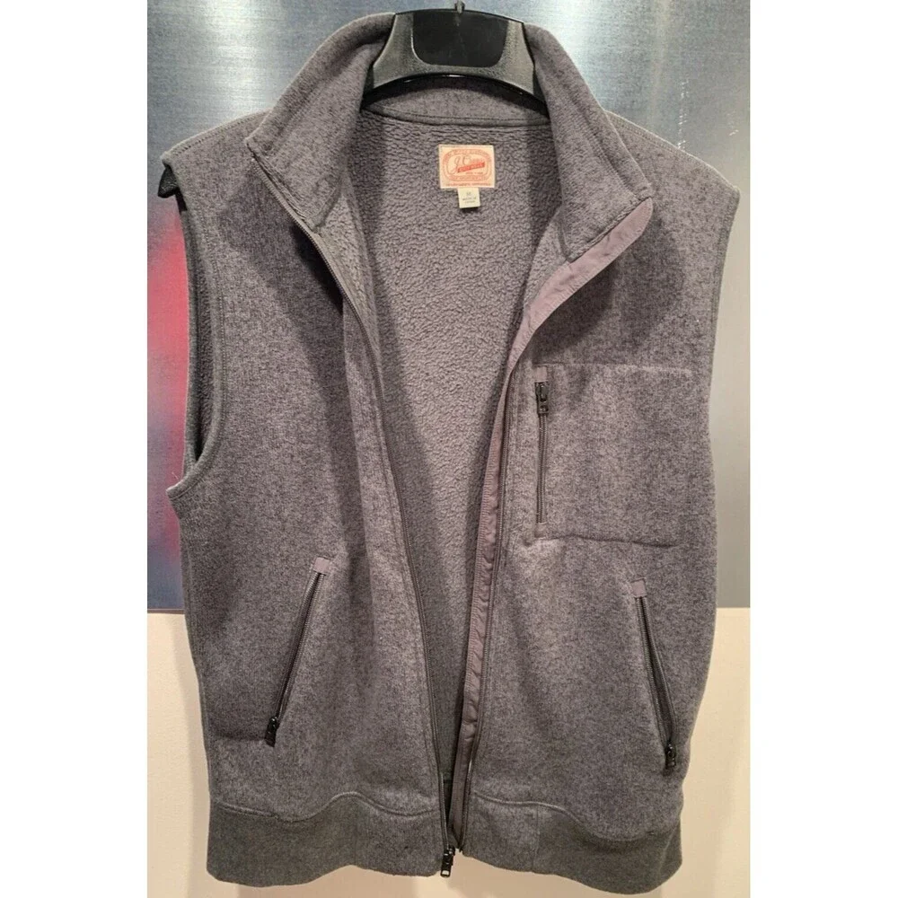 J.Crew Knit Wear Mens MED Summit Vest Grey Fleece Full Zip Pockets VGUC